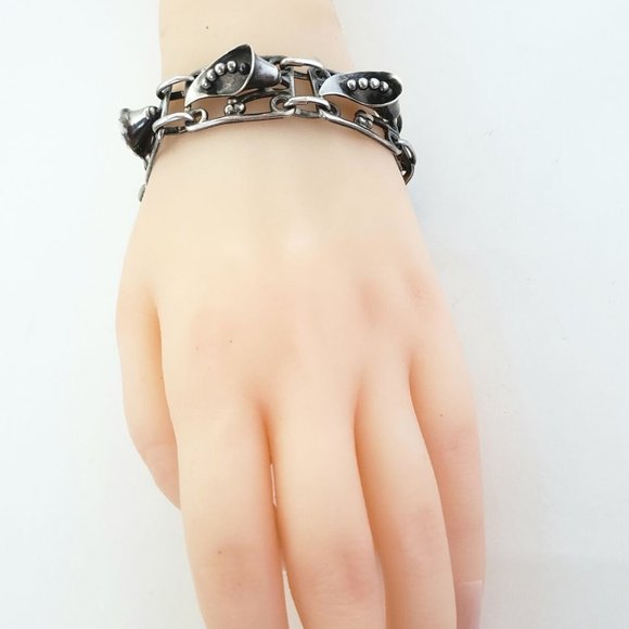 Sterling Silver Calla Lily Panel Link Bracelet - Picture 6 of 7